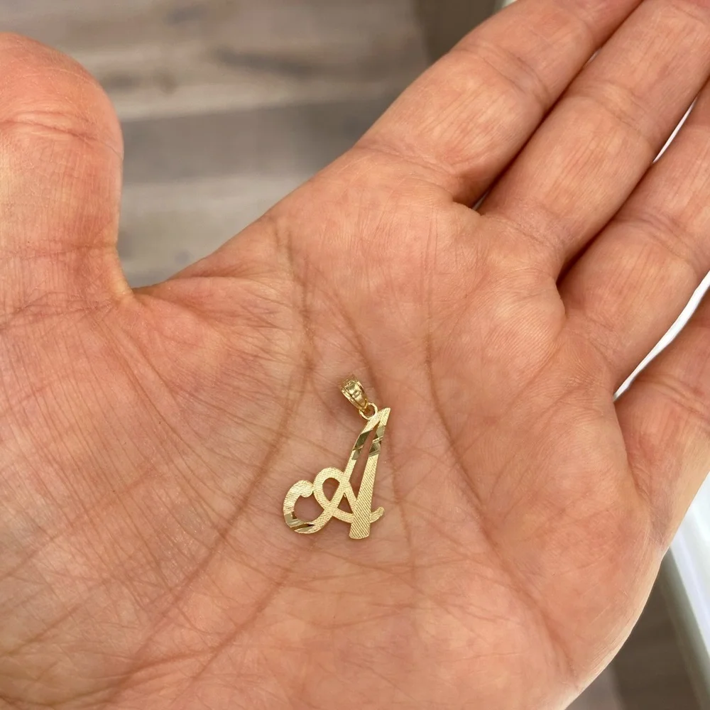 14K yellow Gold initial R Pendant all letters available in all letters